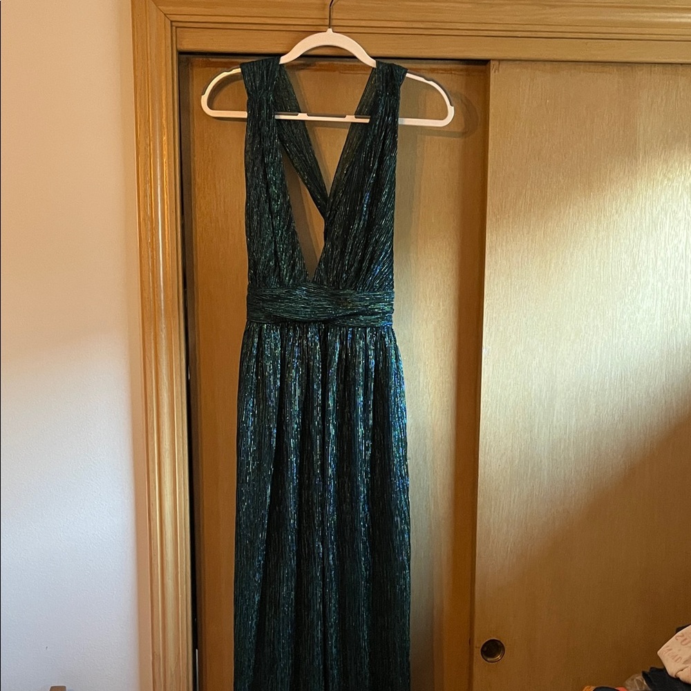 Lulu's Shimmering Green Backless Dress